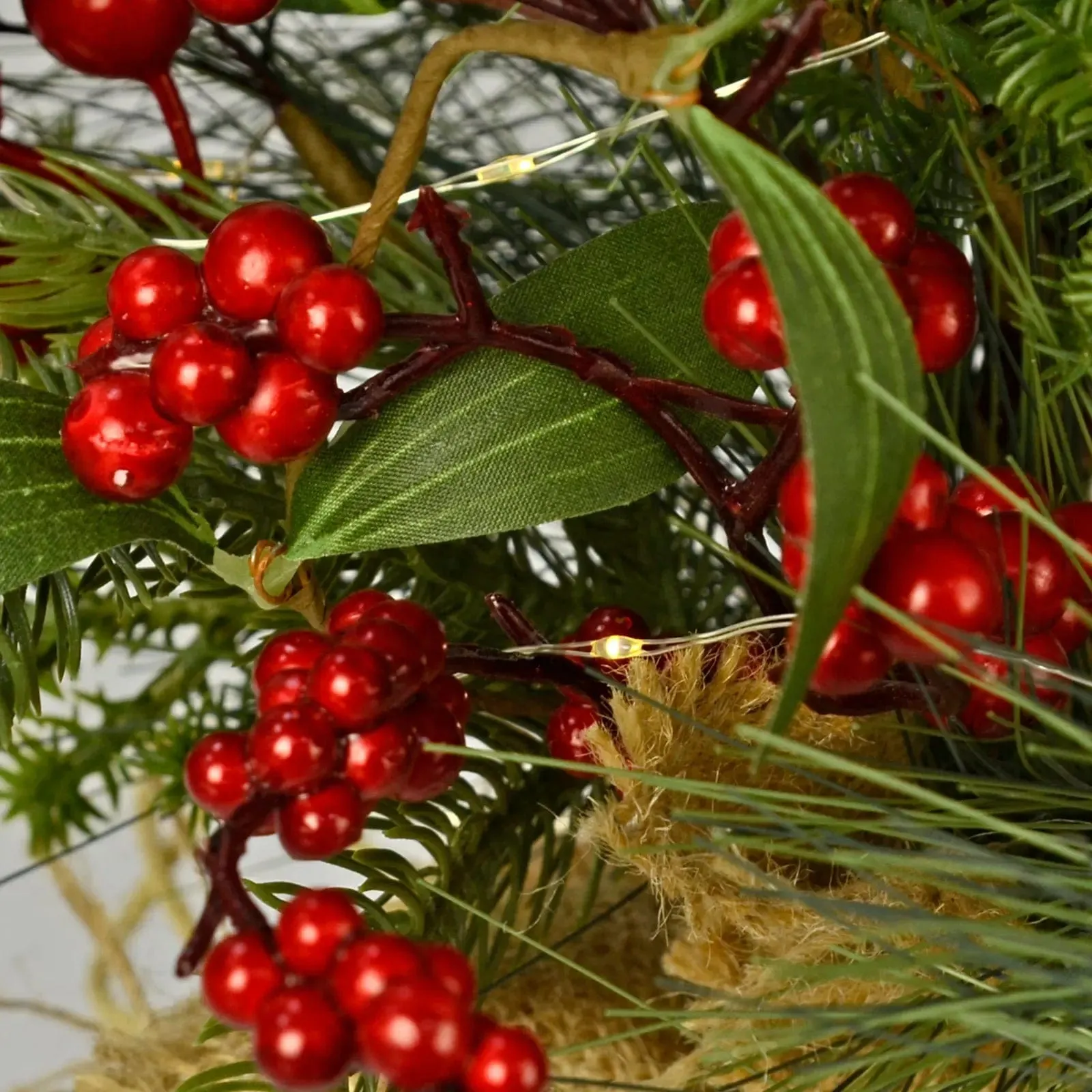 Red Berries Light Up Christmas Tree Mixed Foliage 2ft (60cm)