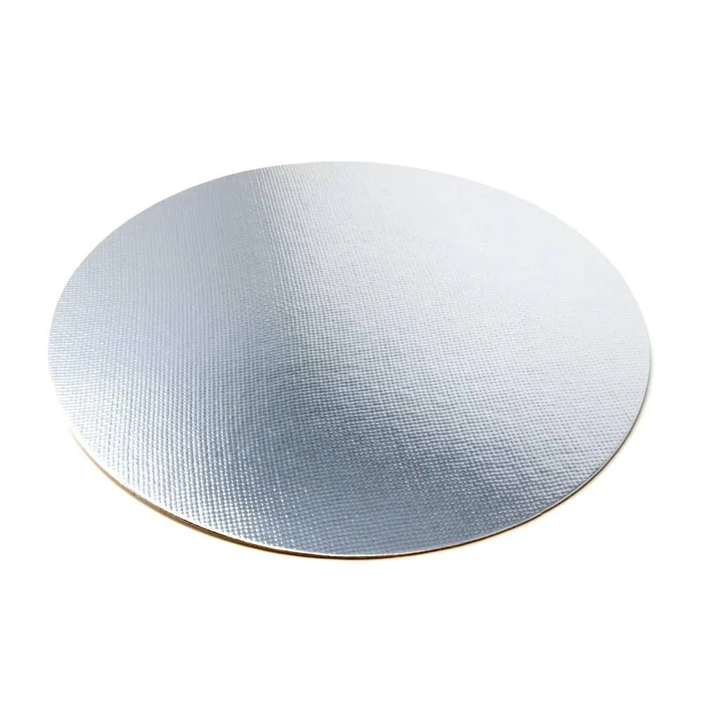 Round Silver Laminated Cake Board 9.8" (25cm) - 5-pack