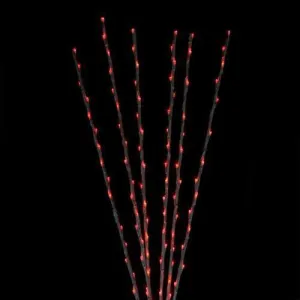 Set of 6 Enchanted Garden LED Red Lighted Branch Spray Driveway Pathway Markers - 6'