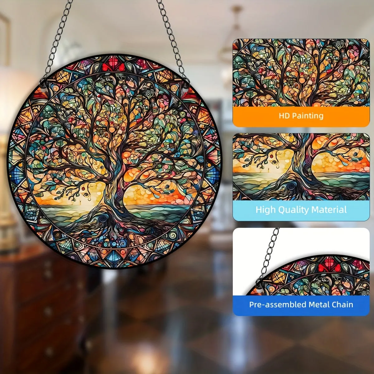 Stunning Tree Stained Window Hanging Perfect Gift for Women