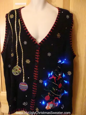 Tacky Christmas Sweater Vest with Lights Wm Mens XXXL