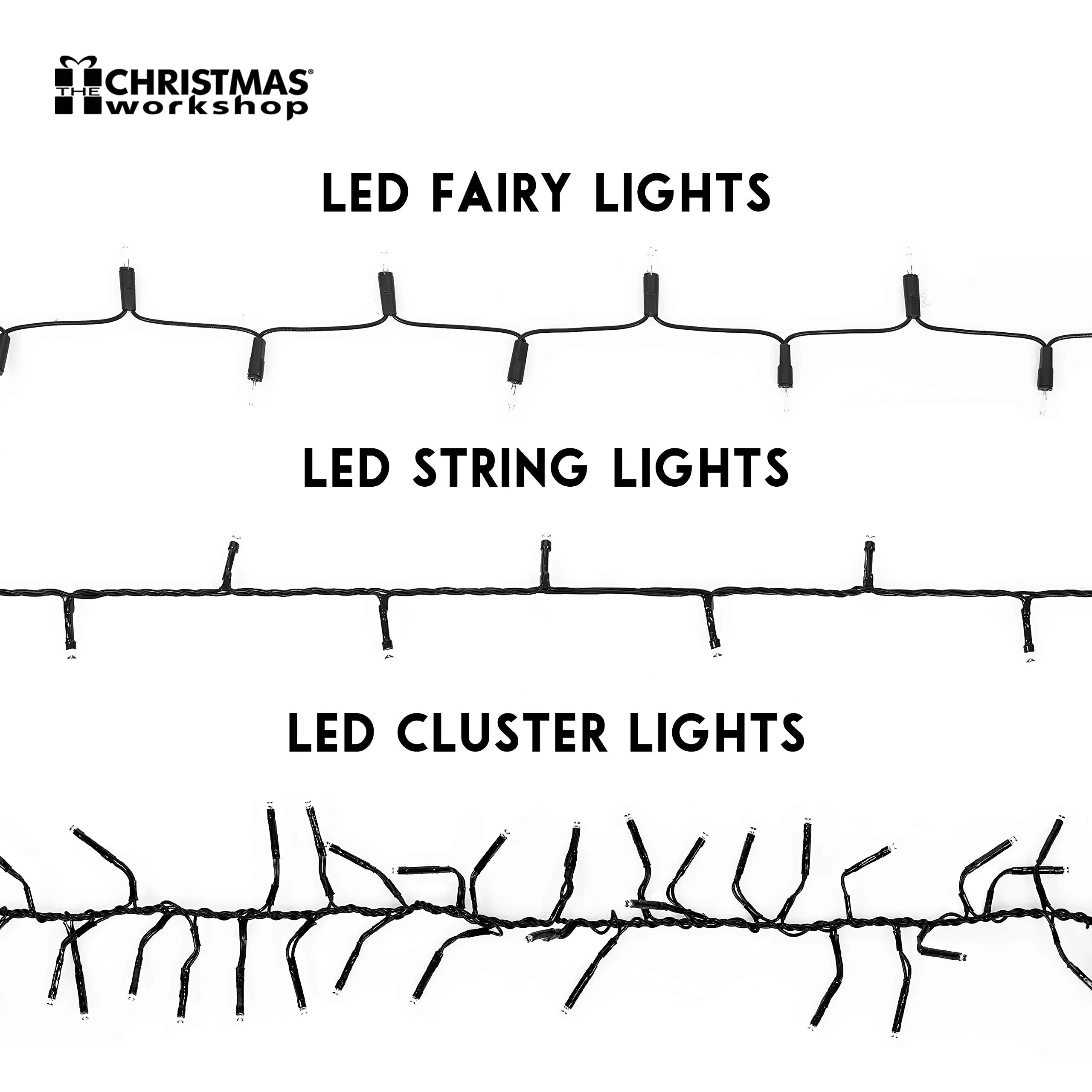 The Christmas Workshop 70670 100 Warm White LED Chaser Christmas Lights / Indoor or Outdoor Fairy Lights / 6.9 Metres / 8 Light Modes / Great For Christmas, Weddings & Gardens