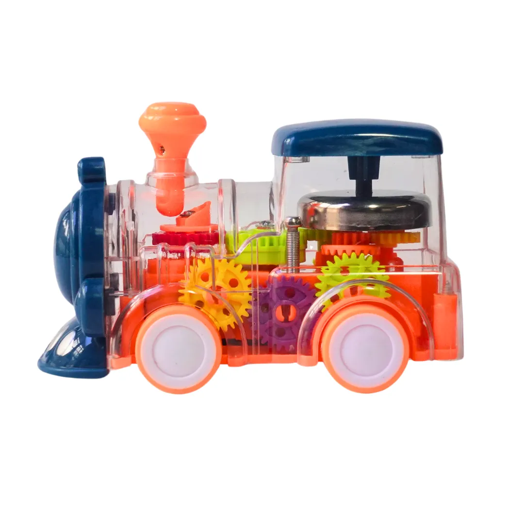 Transparent Engine Train Toys for Kids with Gear Technology